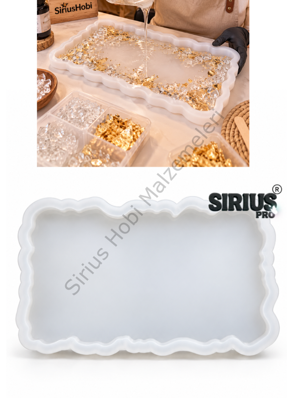 Epoksi Alçı Geode Dikdörtgen Tepsi Silikon Kalıbı 34x20 cm 1cm Kalınlık | Sirius Pro