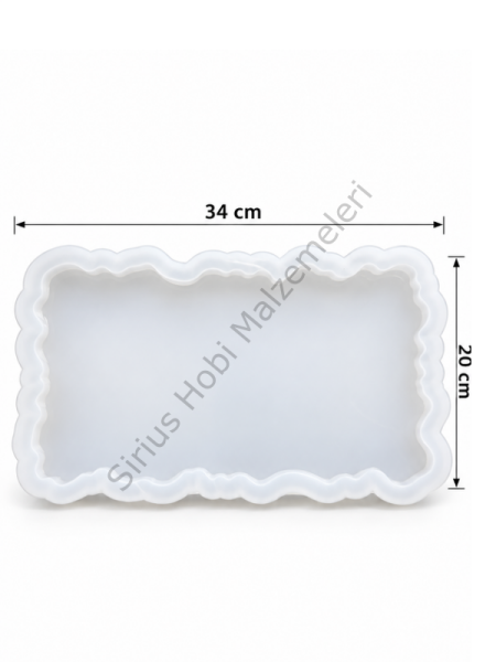 Epoksi Alçı Geode Dikdörtgen Tepsi Silikon Kalıbı 34x20 cm 1cm Kalınlık | Sirius Pro
