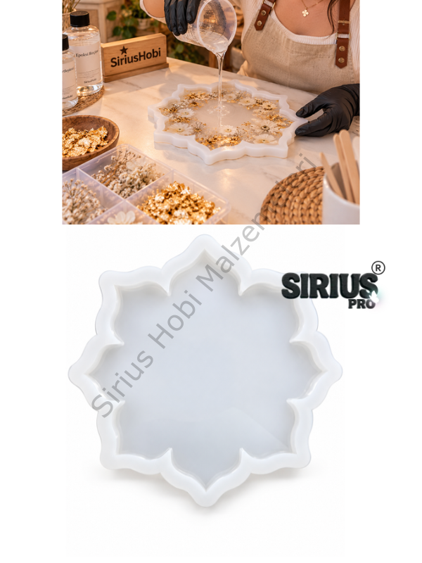 Epoksi Alçı Yıldız Çiçek Tepsi Silikon Kalıbı 19,5 cm 1cm Kalınlık | Sirius Pro