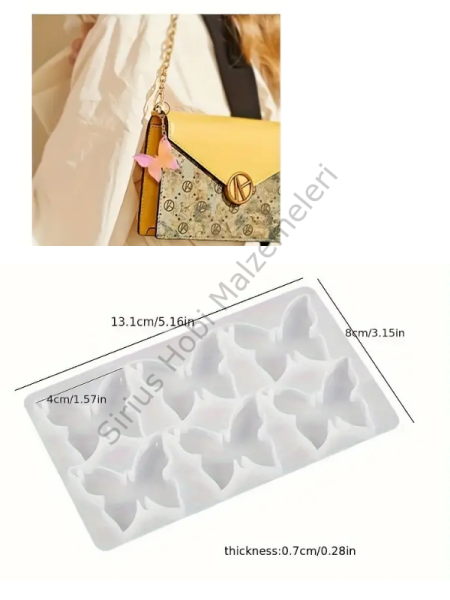 Epoksi Reçine Çoklu Kelebek Anahtarlık Magnet Silikon Kalıbı