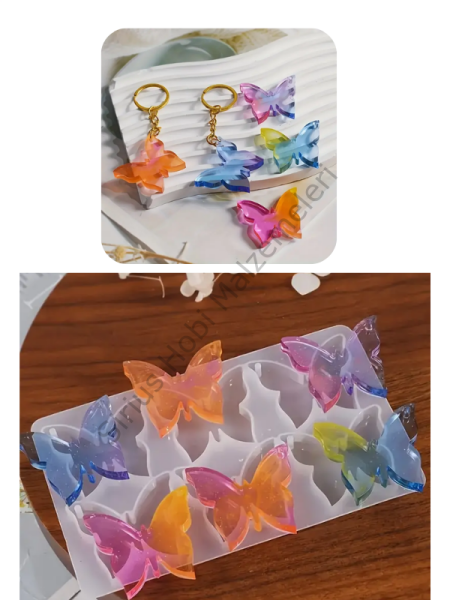 Epoksi Reçine Çoklu Kelebek Anahtarlık Magnet Silikon Kalıbı