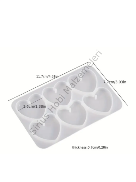 Epoksi Reçine Çoklu Kalp Anahtarlık Magnet Silikon Kalıbı