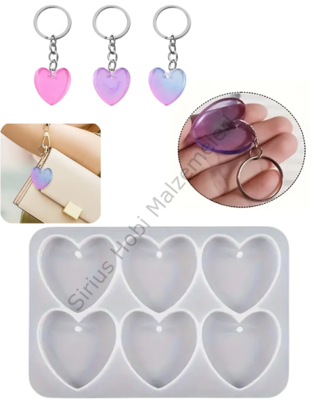 Epoksi Reçine Çoklu Kalp Anahtarlık Magnet Silikon Kalıbı