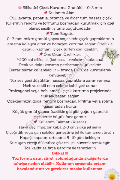 Silika Jel Çiçek Kurutma Granülü 1 kg – 0-3 mm