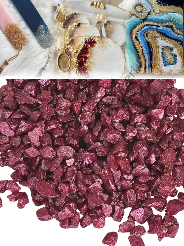 Epoksi Cam Kırıkları Sedefli Bordo Kalın  100 gr