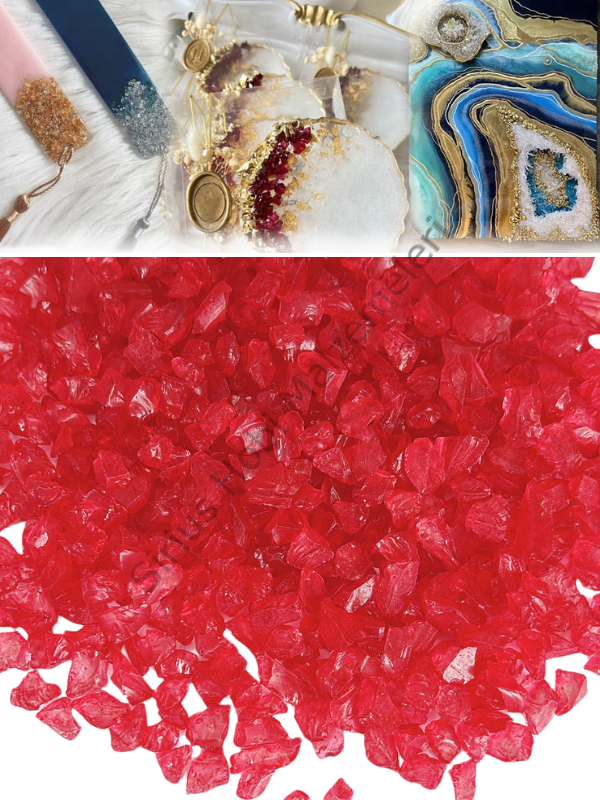 Epoksi Cam Kırıkları Şeffaf Kırmızı Kalın 100 gr