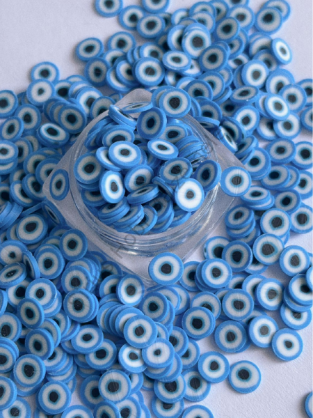 Epoksi Polimer Kil Süslemeler (Fimo Dilimleri) Açık Mavi  Nazar Boncukları 4gr