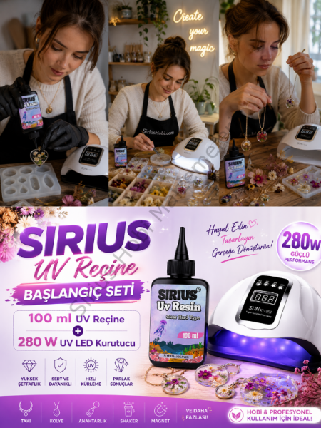 Sirius Uv Reçine Sert Tip-hızlı Kürlenen 100 ml 280w Uv Epoksi Kurutucu Seti