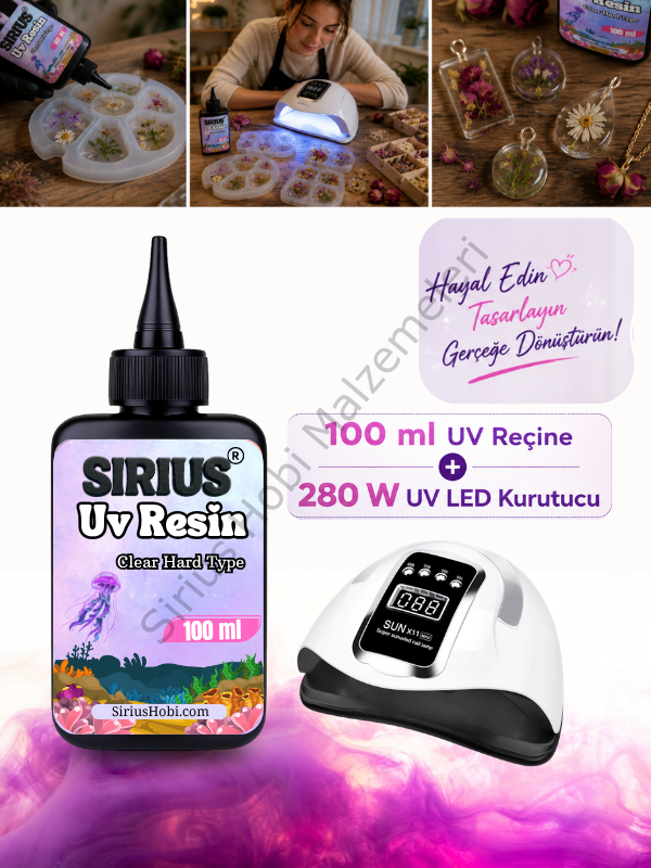 Sirius Uv Reçine Sert Tip-hızlı Kürlenen 100 ml 280w Uv Epoksi Kurutucu Seti