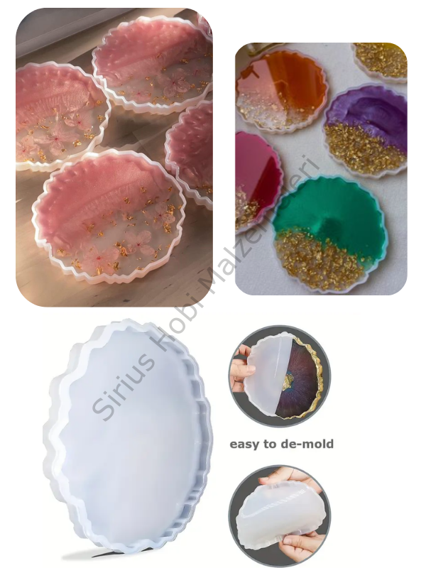 Epoksi Bardak Altlığı Silikon Kalıbı – Dalgalı Kenar, Ø13 cm (0,76 cm Kalınlık)