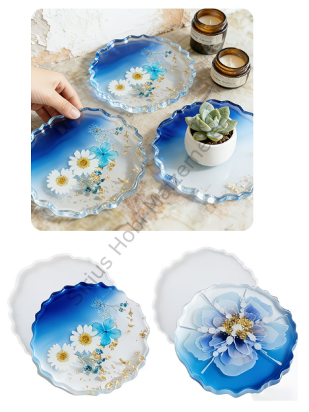 Epoksi Bardak Altlığı Silikon Kalıbı – Dalgalı Kenar, Ø13 cm (0,76 cm Kalınlık)