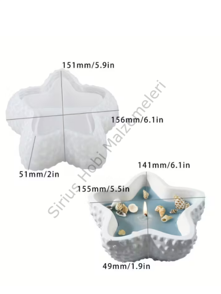 Epoksi Reçine Deniz Yıldızı Silikon Kalıp – Mum Kabı, Beton ve Alçı Döküm Kalıbı