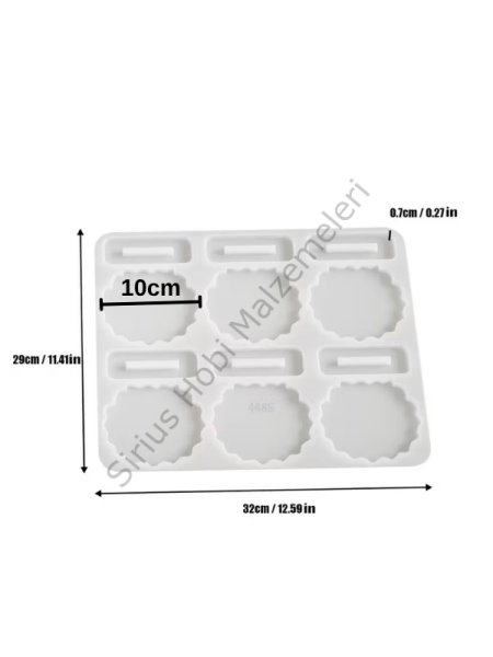 Epoksi Magnet & Bardak Altlığı Silikon Kalıbı 10cm – 6’lı Set (Stand Yuva Bölmeli)
