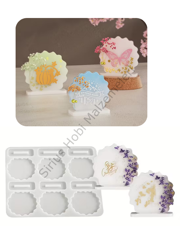 Epoksi Magnet & Bardak Altlığı Silikon Kalıbı 10cm – 6’lı Set (Stand Yuva Bölmeli)