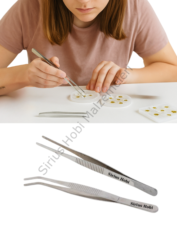 Epoksi ve Hobi Çalışmaları İçin Paslanmaz Cımbız Seti – Düz ve Eğik Uçlu Set (2’li)