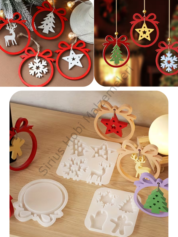 Epoksi Reçine İçin 3’lü Noel Silikon Kalıp Seti – Yılbaşı Süsü ve Dekoratif Figür Kalıpları