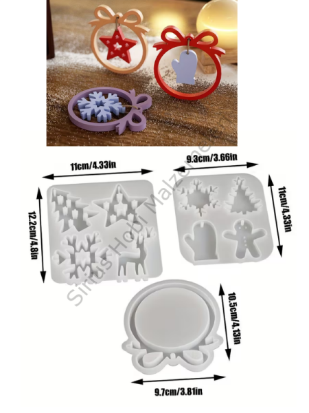Epoksi Reçine İçin 3’lü Noel Silikon Kalıp Seti – Yılbaşı Süsü ve Dekoratif Figür Kalıpları