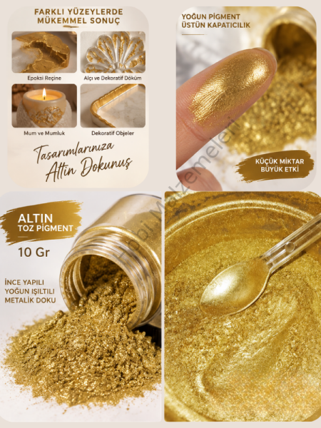 Altın Toz Varak Boya 10 Gr – Metalik Gold Pigment Dekoratif Boya