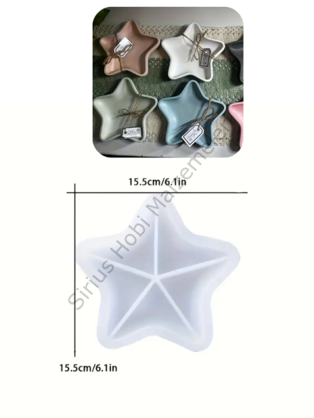 Deniz Yıldızı Şeklinde Epoksi & Alçı Silikon Kalıbı – 15,5 cm Derin Tabak / Dekor Kalıbı
