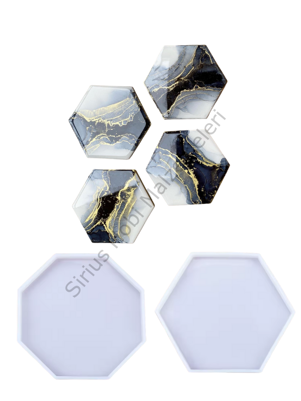 Epoksi Alçı Altıgen – Sekizgen Bardak Altlığı Silikon Kalıbı