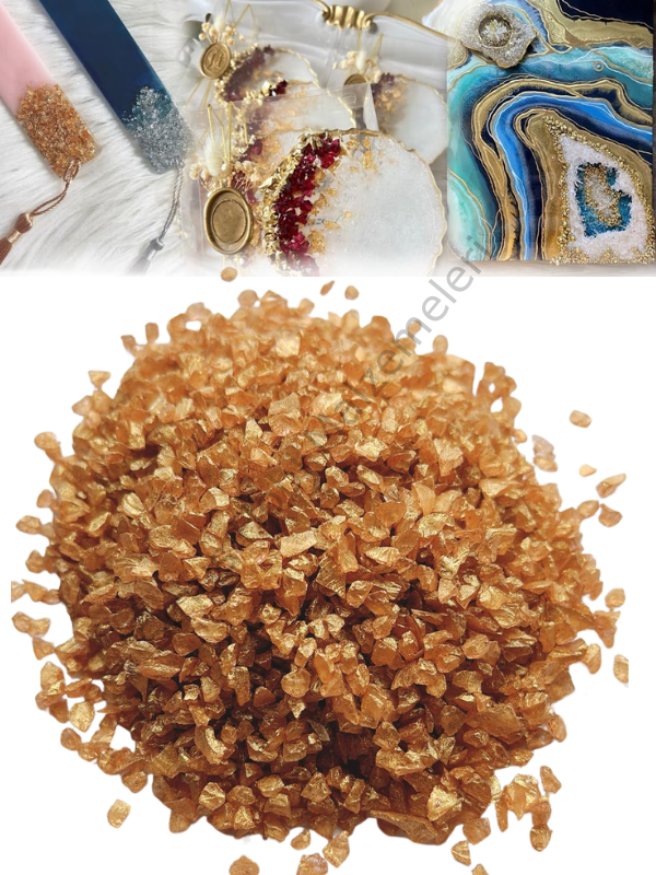 Epoksi Reçine Cam Kırığı Antik Altın İnce 100 gr