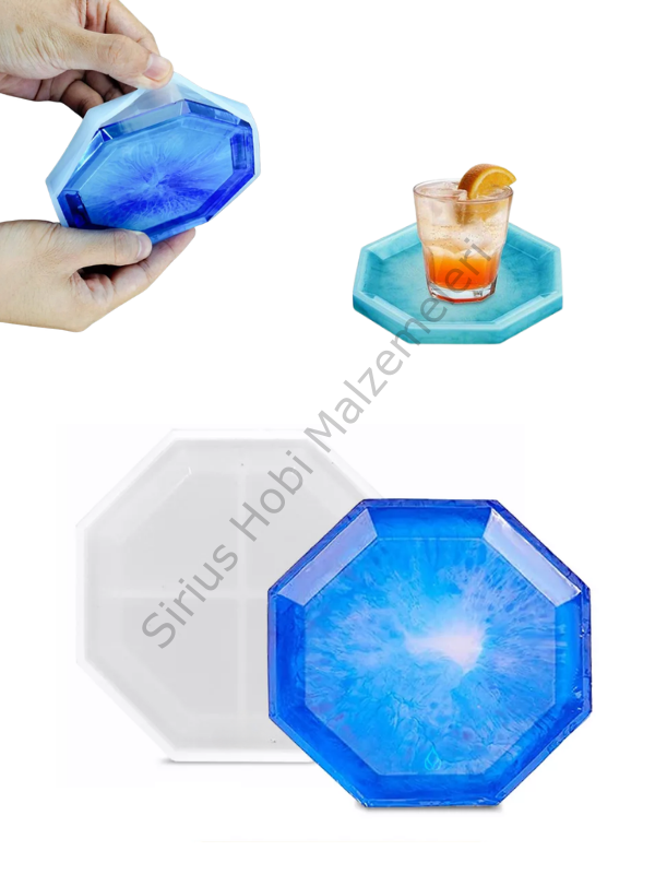 Sekizgen Epoksi & Alçı Bardak Altlığı Silikon Kalıbı – 11 cm