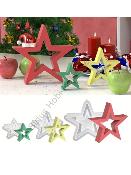 Noel Yılbaşı  Yıldız Dekor Silikon Kalıbı – 3’lü Set