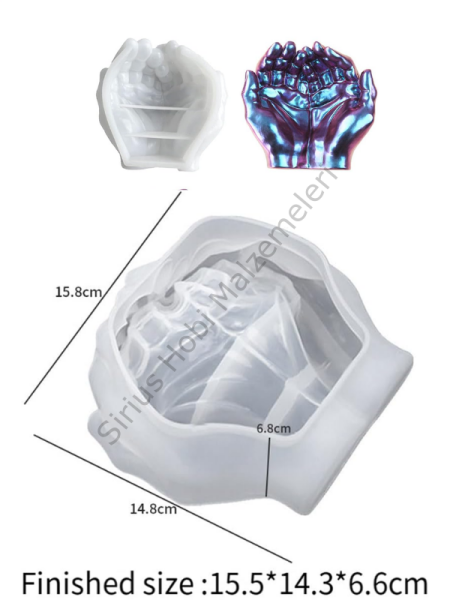 Epoksi Alçı El Tasarım Saksı & Mumluk Silikon Kalıbı – Büyük Boy