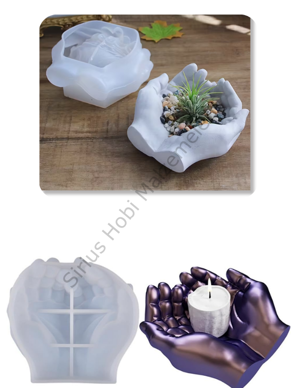 Epoksi Alçı El Tasarım Saksı & Mumluk Silikon Kalıbı – Büyük Boy