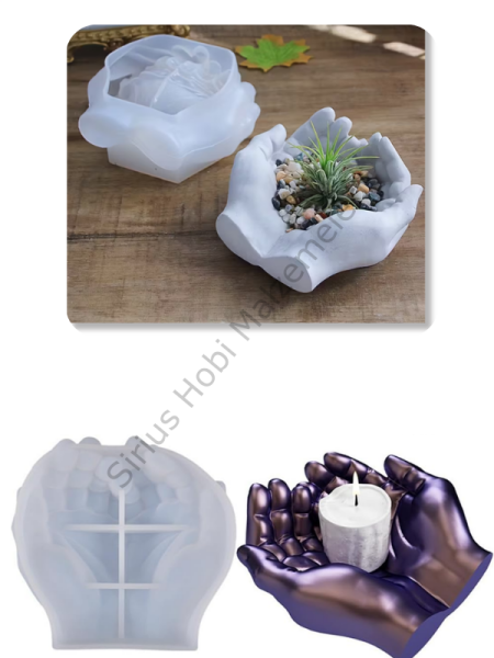 Epoksi Alçı El Tasarım Saksı & Mumluk Silikon Kalıbı – Büyük Boy