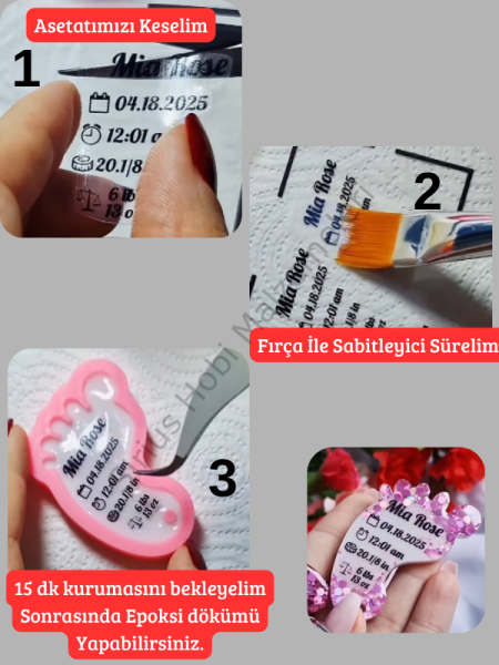 Epoksi Altında Katmansız Görünüm İçin Asetat & Fotoğraf Sabitleyici