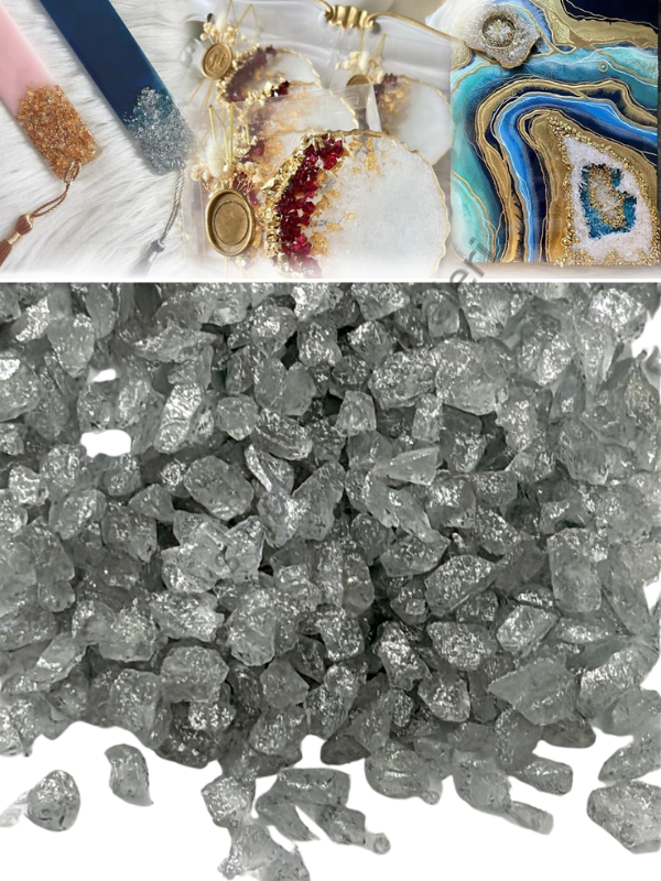 Epoksi Cam Kırıkları Kalın Sedefli Crystal Clear Quartz  100 gr