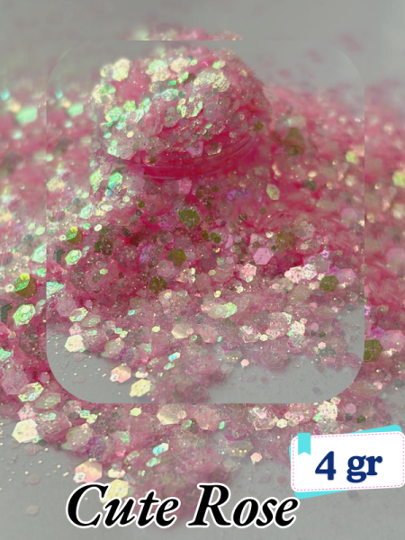 Epoksi- Mum-Makyaj-Tırnak-Sabun Simi Pulu Glitter Cute Rose 4 gr