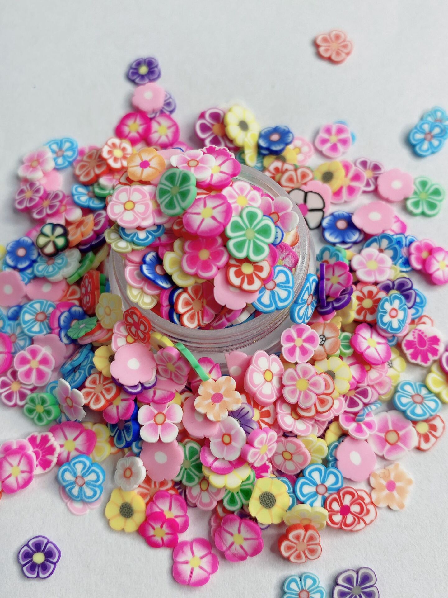 Epoksi Polimer Kil Süslemeler (Fimo Dilimleri) Karışık Renk Çiçekler  4gr