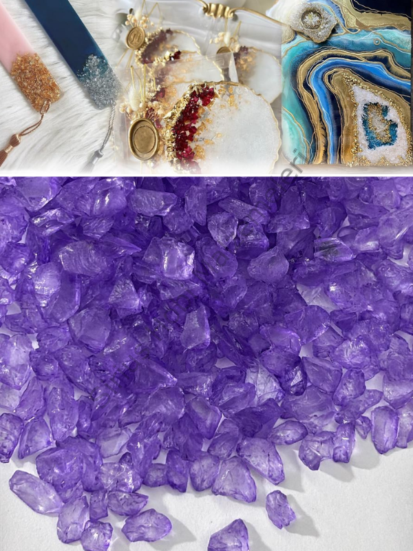 Epoksi Cam Kırıkları Kalın Transparan Purple Quartz 100 gr