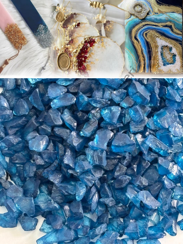 Epoksi Cam Kırıkları Kalın Sedefli Sapphirre Quartz 100 gr