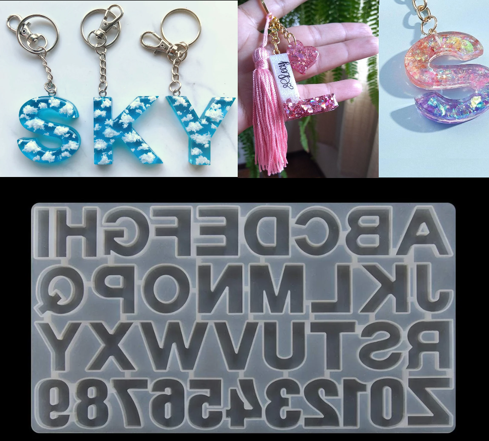 Epoksi Reçine Ters Büyük Anahtarlık Harf Silikon Kalıbı