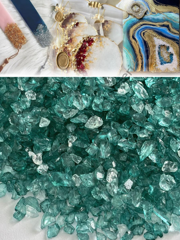 Epoksi Cam Kırıkları İnce Transparan Teal Quartz 100 gr