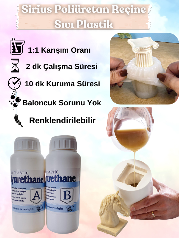 Sirius Poliüretan Reçine Sıvı Plastik 1 kg (Şeffaf Değildir !! )
