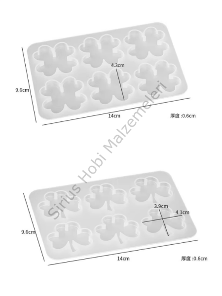 Epoksi Yonca Magnet Kalıbı 6’lı Silikon Döküm Kalıbı