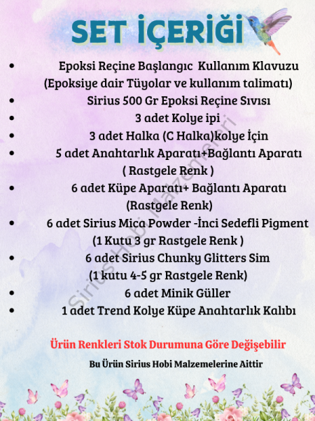 Epoksi Reçine Kolye, Küpe ve Anahtarlık Başlangıç Seti | Takı Yapım Hobi Kiti | Silikon Kalıp, Pigment, Sim ve Epoksi Dahil