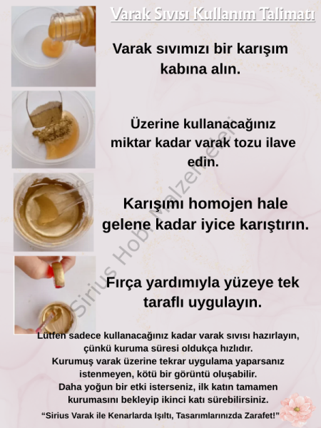 Epoksi Tasarımları İçin Kenar Varak Sıvısı – Gold & Silver Renkler 30ml + 10 gr Toz Varak