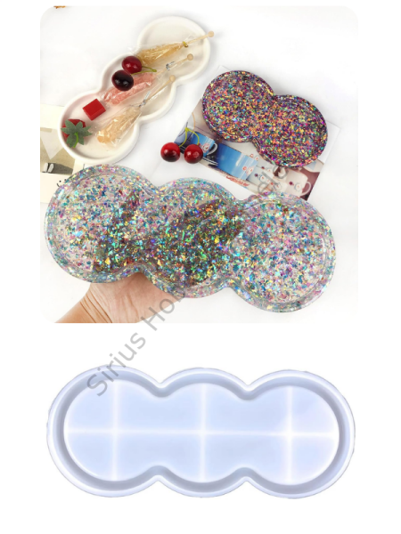 Epoksi & Alçı Tabak Kalıbı – 3 Bölmeli Silikon Döküm Kalıp