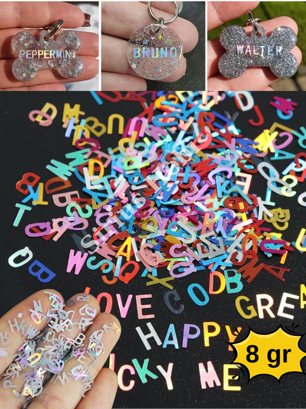 Epoksi Hologram Harfler Karışık Renk 8 gr Kutulu