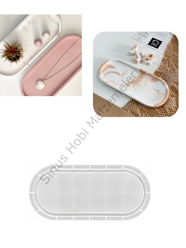 Epoksi & Alçı 24 cm Oval Tabak Sunumluk Kalıbı – Silikon Döküm Kalıp