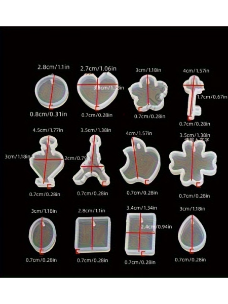 12’li Epoksi Kolye & Anahtarlık Silikon Kalıbı – Charm Döküm Kalıp