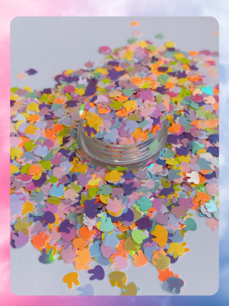 Epoksi Tırnak Yüz Makyajı Slime Hologramlı Karışık Renkte Rabbit 3 mm 4 gr