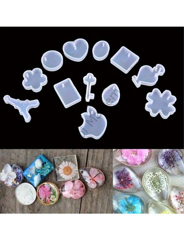 12’li Epoksi Kolye & Anahtarlık Silikon Kalıbı – Charm Döküm Kalıp