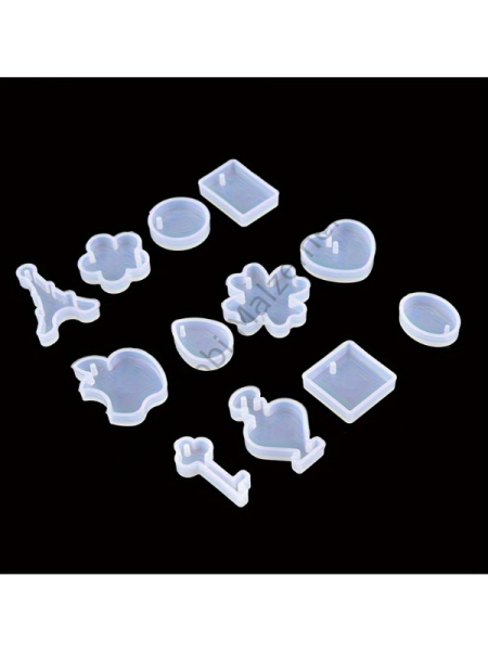 12’li Epoksi Kolye & Anahtarlık Silikon Kalıbı – Charm Döküm Kalıp