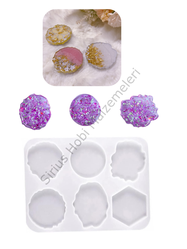 Epoksi Magnet & Anahtarlık Kalıbı 4cm – 6’lı Silikon Döküm Kalıp